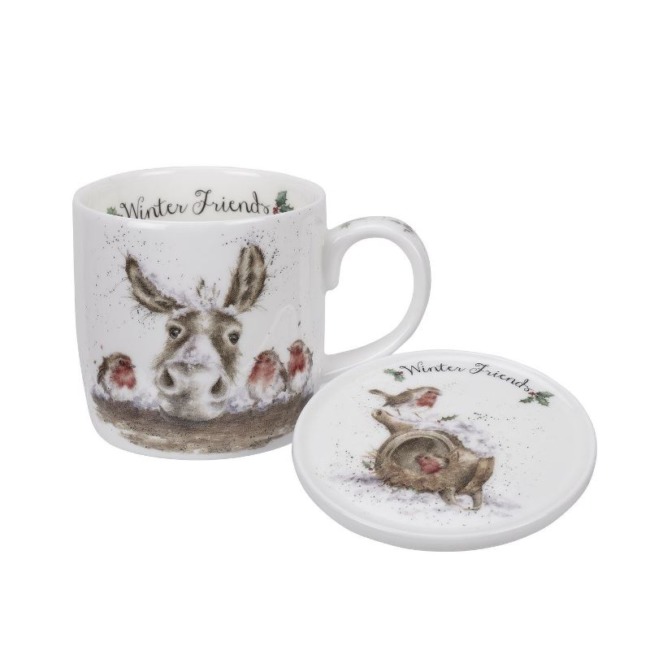 Набор кружка и подставка/крышка 310мл Royal Worcester "Ослик и малиновка"