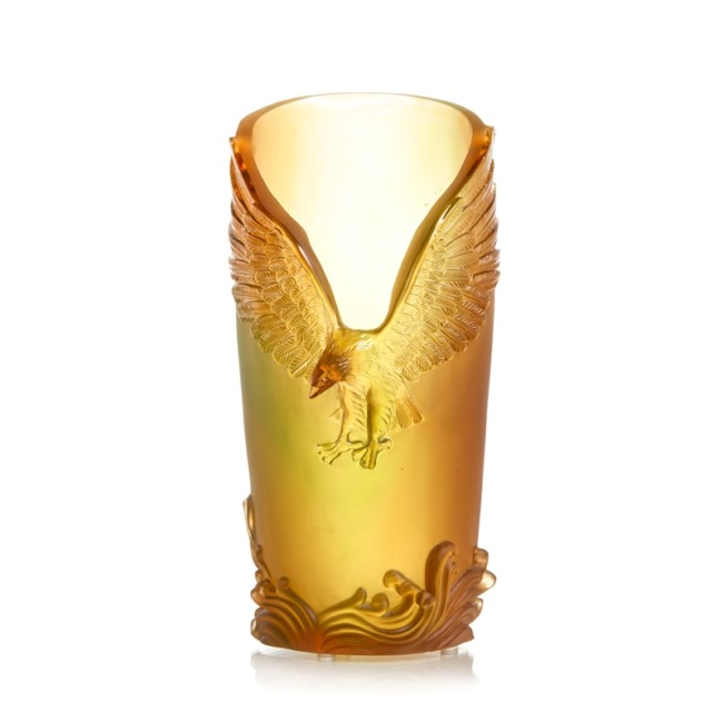 Ваза Cristal de Paris "Атака" янтарная (25см)