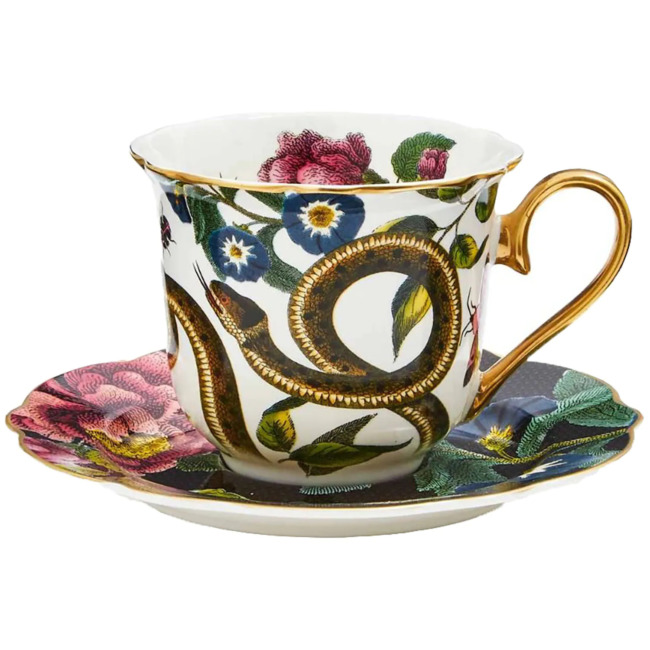 Чашка чайная с блюдцем 250мл Spode "Диковинные создания" (змея/розы)