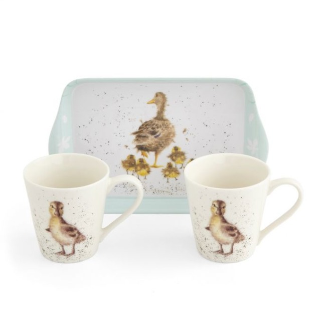 Набор из 2-х кружек на подносе Royal Worcester "Утиное семейство"