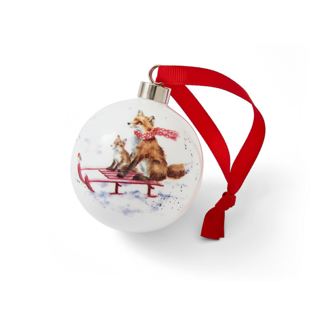 Шар новогодний Royal Worcester "Лисята на санках"