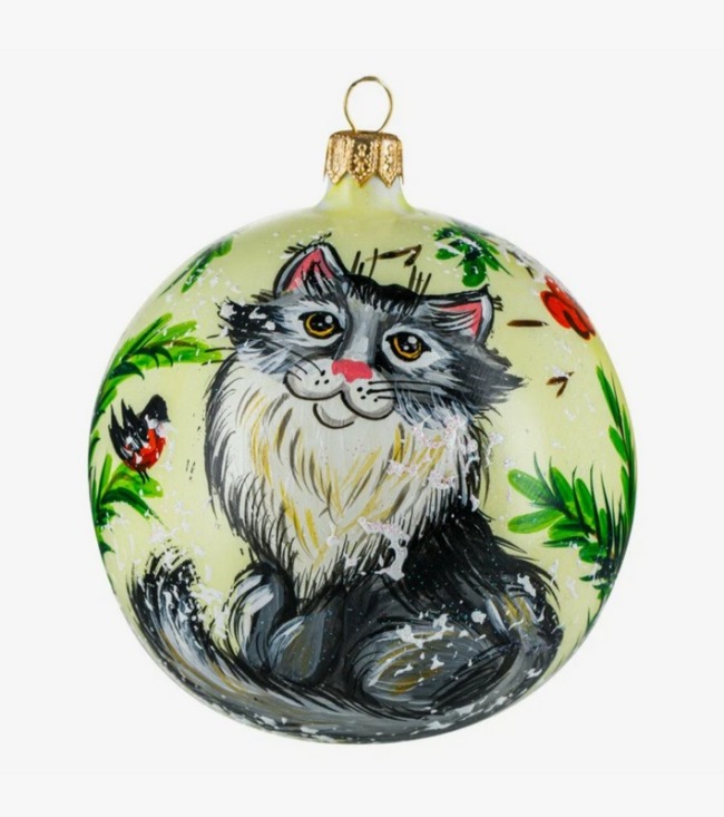 Шар елочный Bartosh "Снежный кот" 10см