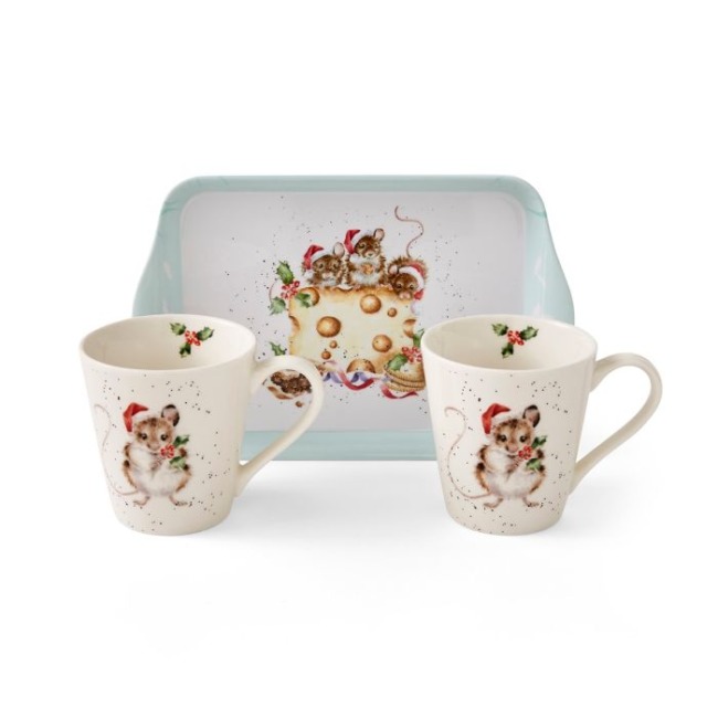 Набор из 2-х кружек на подносе Royal Worcester "Рождество. Холли-Джолли"