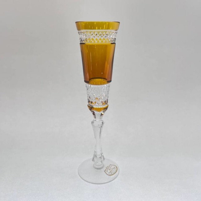 2 бокала для шампанского №7 Cristal de Paris "Дюваль" желтых
