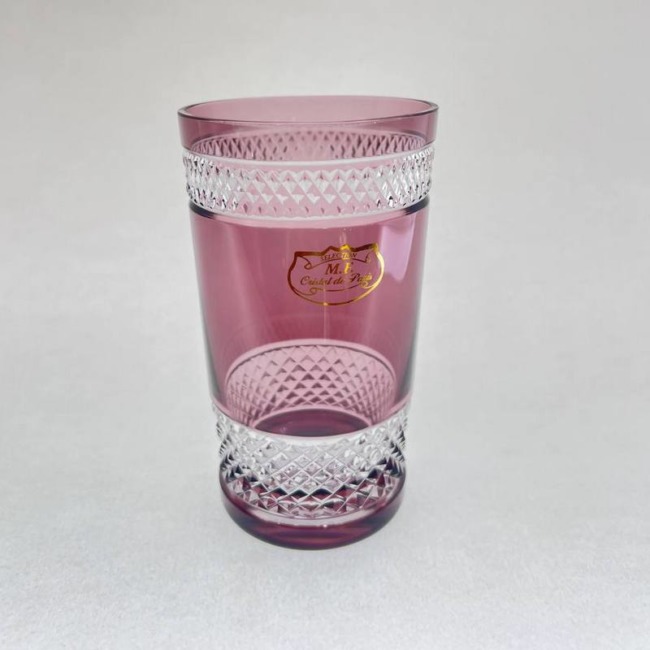 2 высоких стакана №21 Cristal de Paris "Дюваль" фиолетовых