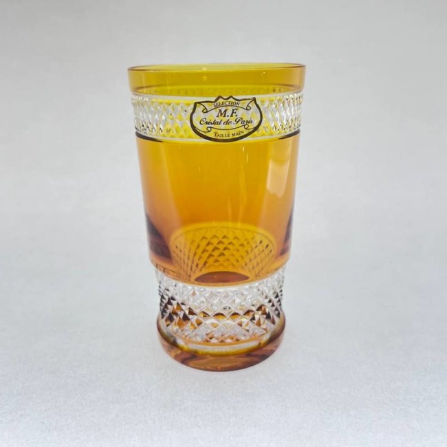 2 высоких стакана №21 Cristal de Paris "Дюваль" желтых