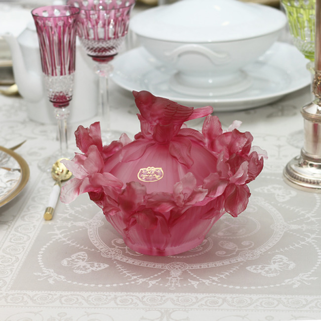 Шкатулка Cristal de Paris "Ирисы"красная,18см