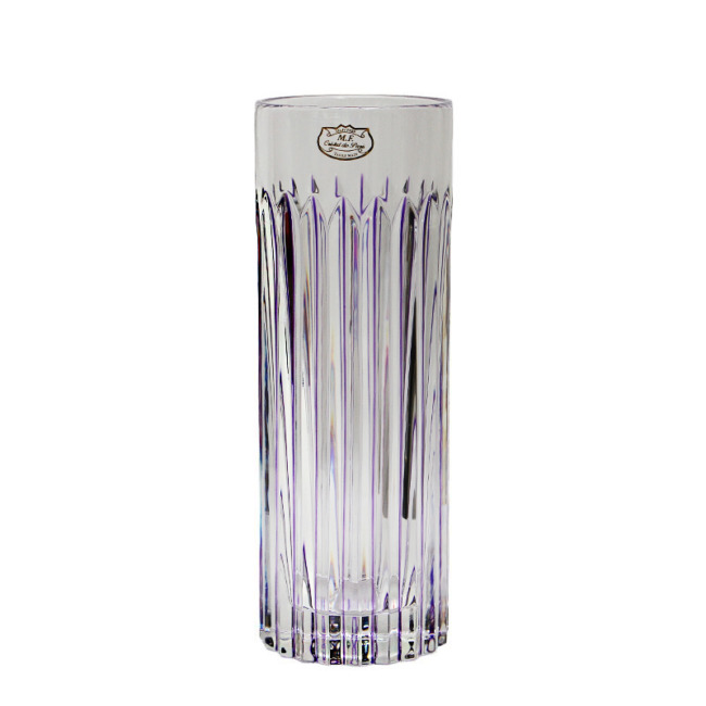 Ваза Cristal de Paris "Таймлесс" цилиндрическая, фиолетовая полоска. (30см)