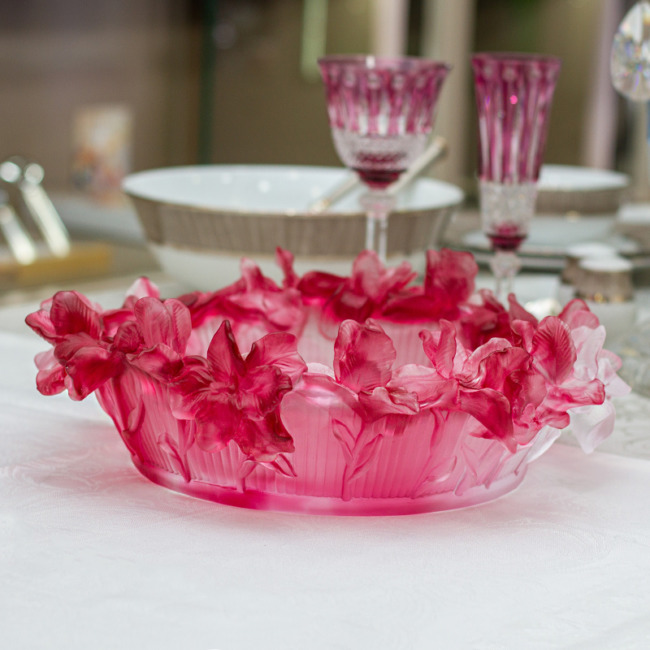 Чаша Cristal de Paris "Ирисы" красная 15х30см