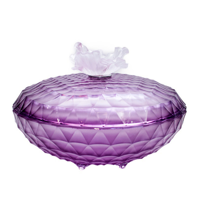 Шкатулка Cristal de Paris "Каскад" фиолетовая с цветком 18х28см