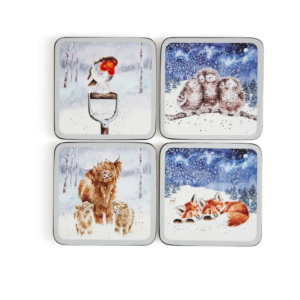 Н-р 4 подставки Royal Worcester "Голубое небо" 10,5х10,5см