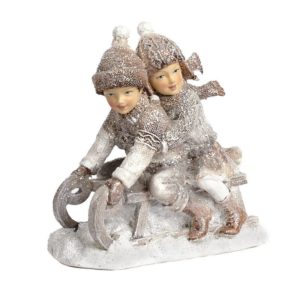 "Дети на санках" бело-коричневые костюмы 13,5см