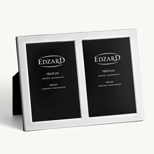 Рамка Edzard "Салерно" двойная 10х15см, посеребрение