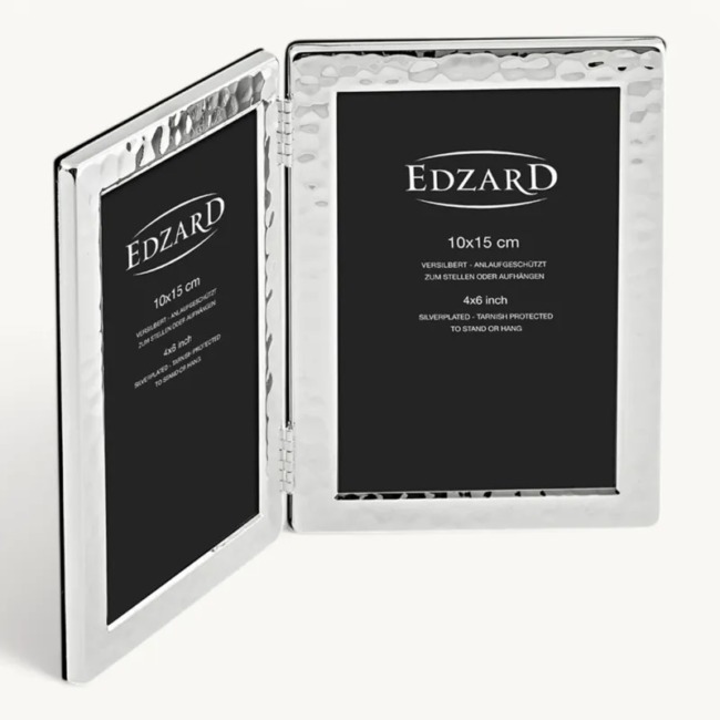 Рамка Edzard "Павиа" двойная 10х15см, посеребрение